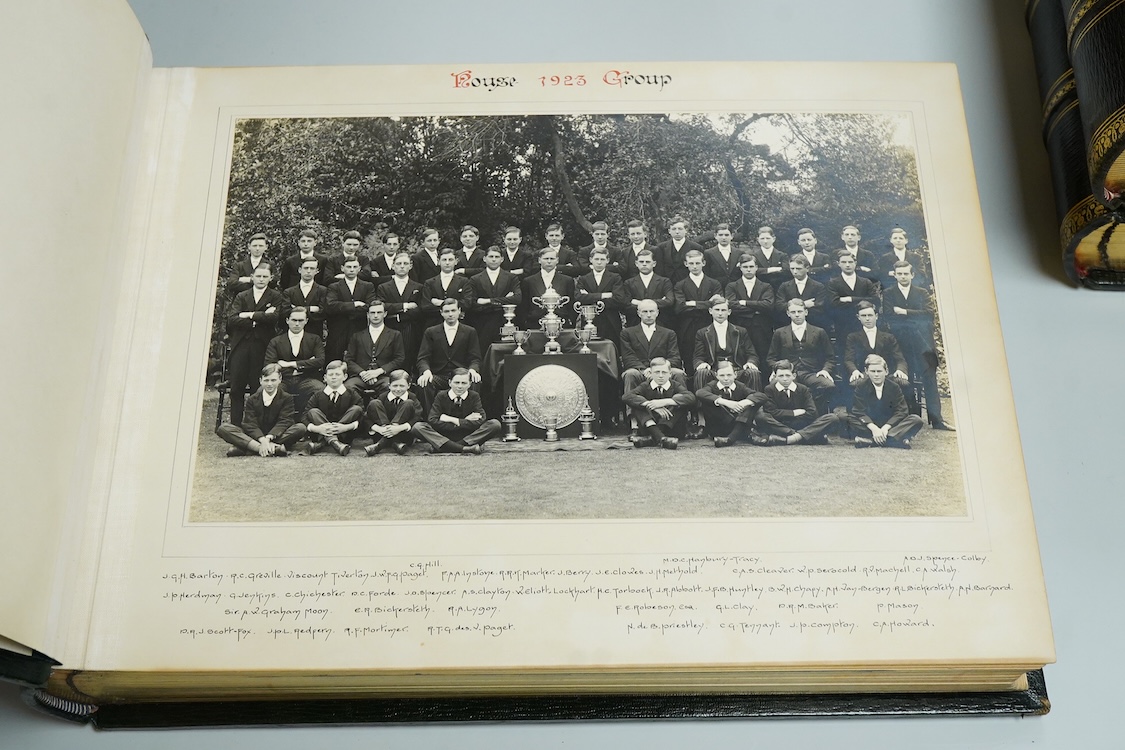 Edward Ralph Bickersteth (1904-1965), three green Morocco leather and gilt tooled albums of photographs relating to ERB’s Eton and Cambridge education and sporting achievements and travel 1918–1923, all with inscriptions